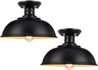 🏡 2 pack vintage flush mount ceiling light: farmhouse industrial style fixture for kitchen, laundry room & hallway logo