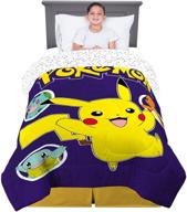 🐭 pokemon pikachu twin size comforter - franco kids bedding, super soft microfiber, 64"x 86 logo