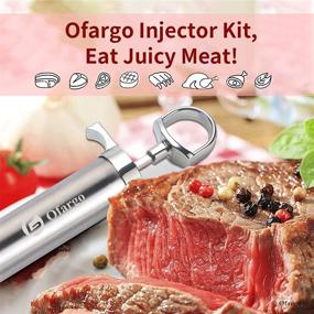 img 1 attached to Premium Ofargo Stainless Steel Meat Injector: 4 Marinade Needles, Travel Case, Large Capacity - Perfect for BBQ Grill Smokers! Includes Paper User Manual & E-Book Recipes