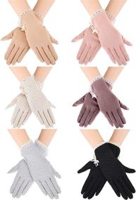 img 4 attached to 🌸 Stay Chic & Protected: 6 Pairs of Bowknot Floral Gloves with UV Protection, Anti-Slip & Touchscreen Features for Summer