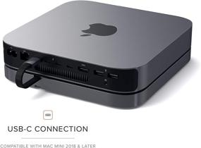 img 2 attached to 🖥️ Satechi Type-C алюминиевая подставка и хаб - порт данных USB-C, считыватели Micro/SD карт, USB 3.0 и разъем для наушников - совместим с Mac Mini 2020 и 2018 (серый цвет космоса)