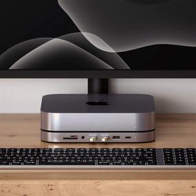 img 3 attached to 🖥️ Satechi Type-C алюминиевая подставка и хаб - порт данных USB-C, считыватели Micro/SD карт, USB 3.0 и разъем для наушников - совместим с Mac Mini 2020 и 2018 (серый цвет космоса)