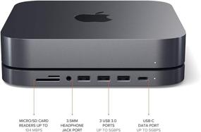 img 1 attached to 🖥️ Satechi Type-C Aluminum Stand & Hub - USB-C Data Port, Micro/SD Card Readers, USB 3.0 & Headphone Jack - Compatible with 2020 & 2018 Mac Mini (Space Gray)