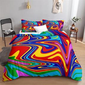 img 4 attached to 🌈 Vibrant Psychedelic Rainbow Duvet Cover Set – Tie Dye Bedding with Colorful Waves Pattern for Boys and Girls – Queen Size Bedding with 3-Piece Set