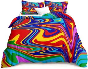 img 3 attached to 🌈 Vibrant Psychedelic Rainbow Duvet Cover Set – Tie Dye Bedding with Colorful Waves Pattern for Boys and Girls – Queen Size Bedding with 3-Piece Set