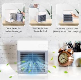 img 2 attached to 🌬️ Rechargeable Portable Air Conditioner Fan with 3 Speeds, Quiet USB Evaporative Mini Cooler for Room/Bedroom/Office/Dorm/Camping