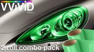 🚗 vvivid air-tint emerald green gloss vinyl headlight foglight transparent tint wrap self-adhesive (12x24, 2-roll pack): enhance your vehicle's style with high-quality headlight & foglight tint wraps logo