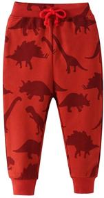 img 4 attached to 🦖 EULLA Dinosaur Drawstring Sweatpants: Comfortable Boys' Clothing in Size 6 Pants