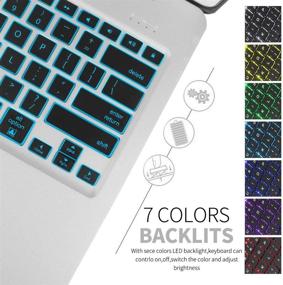 img 1 attached to 💻 Silver Ultra Slim Keyboard Case for iPad Pro 12.9-2017 & 2015, 7 Colors Backlit Wireless Keyboard, Auto Wake/Sleep, Back Hard Keyboard Cover, 12.9 inch