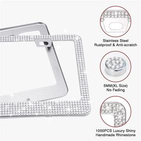 img 1 attached to 💎 2-Pack Bling Diamond Car License Plate Frame for Women - Sparkly Rhinestone License Plate Cover, Girly Crystal Tag Frame with Glitter