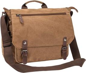 img 4 attached to Vintage Canvas Messenger Bag School Shoulder Bag For 13 Laptop Accessories