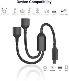 img 2 attached to Эффективный кабель-адаптер USB C мужской к двум USB женским: кабель адаптер 1FT Thunderbolt 3 к двум USB Type A 2.0 OTG для MacBook Pro, M1 iPad 2021, Air 4, Microsoft Surface Go, Galaxy Note 20 S20 S21 21.