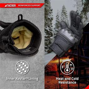 img 2 attached to 🧤 TAC9ER Kevlar Lined Tactical Gloves - Enhanced Full Hand Protection, Cut & Temperature Resistant, Touch Screen Compatible Safety Gloves for Airsoft, Motorcycle Riding, Construction & Heavy Duty Applications