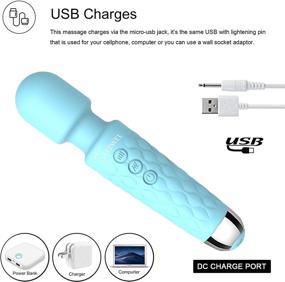 img 2 attached to 💙 Cordless Portable Micro Wand Massager: 20 Vibration Patterns, 8 Powerful Speeds, Waterproof Electric Massage for Pain Relief - Blue