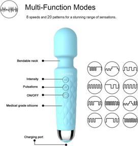 img 3 attached to 💙 Cordless Portable Micro Wand Massager: 20 Vibration Patterns, 8 Powerful Speeds, Waterproof Electric Massage for Pain Relief - Blue