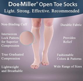 img 3 attached to 🧦 Компрессионные носки с открытыми пальцами Doc Miller - поддерживающие чулки для женщин и мужчин, 1 пара, 20-30 мм рт. ст., путешествия, ВТР, боль в голени, варикозные вены, медсестры - медицинские леггинсы высокого качества (цвет: кожа, размер: большой)