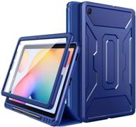 🔵 moko case for samsung galaxy tab s6 lite 10.4 2020 sm-p610/p615 - full-body shockproof cover with built-in screen protector, pencil holder, trifold stand - blue logo