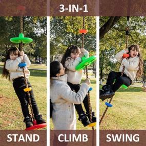 img 2 attached to Tree Climbing Rope Swing with 2 Disc Swings Seats and Platforms: Fun Outdoor Playground Accessories for Kids - Includes Bonus Hanging Strap & Carabiner!