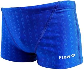 img 1 attached to Black and Blue Square Leg Swimsuit - Boxer Brief Style Swim Trunks Size 21-30 for Boys from Flow