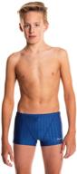black and blue square leg swimsuit - boxer brief style swim trunks size 21-30 for boys from flow logo