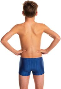 img 2 attached to Black and Blue Square Leg Swimsuit - Boxer Brief Style Swim Trunks Size 21-30 for Boys from Flow