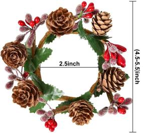 img 1 attached to 🕯️ Artiflr 6 Pcs Christmas Votive Candle Holder Rings with Pinecone Frosted Berries Mini Candle Rings Wreaths - Ideal for Xmas Pillar Candle Holders, Home Decor, Wedding, Living Room & Bedroom