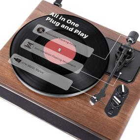 img 2 attached to 🎵 1 BY ONE High Fidelity Belt Drive Turntable with Built-in Speakers, Magnetic Cartridge, Wireless Playback and Aux-in Functionality, Auto Off - Vinyl Record Player
