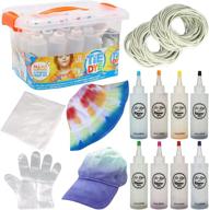 🌈 klever kits: complete tie dye sets for kids - premium diy craft with 8 vibrant rainbow colors, cotton caps, storage box, gloves, rubber bands, and table cover - perfect for creative group activities and fabric party fun! logo