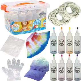 img 4 attached to 🌈 Klever Kits: Complete Tie Dye Sets for Kids - Premium DIY Craft with 8 Vibrant Rainbow Colors, Cotton Caps, Storage Box, Gloves, Rubber Bands, and Table Cover - Perfect for Creative Group Activities and Fabric Party Fun!