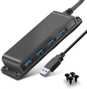 img 4 attached to 🔌 Portable Desk USB Data Hub 3.0 - 4-Port with 100CM Cable for MacBook, Mac Pro/Mini, iMac, XPS, Surface Pro, Notebook PC, USB Flash Drives, Mobile HDD, and More