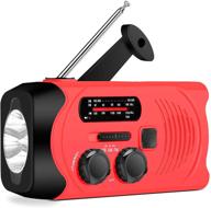 🔦 versatile emergency solar radio: am/fm noaa weather radio with hand crank, led flashlight, and phone charger - ideal for household and outdoor use! logo