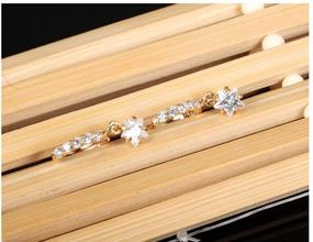 img 1 attached to Stunning CZ Star Dangle Small Hoop Earrings: 🌟 Elegant Gold Plated Sleeper Hoops for Women and Girls