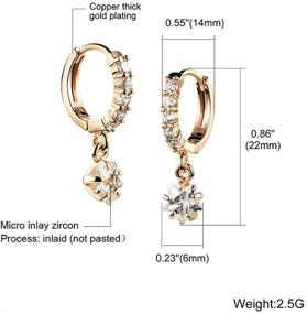 img 3 attached to Stunning CZ Star Dangle Small Hoop Earrings: 🌟 Elegant Gold Plated Sleeper Hoops for Women and Girls