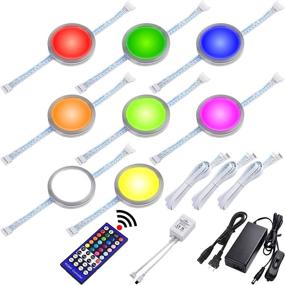 img 4 attached to 🔌 Lvyinyin Linkable RGBW Under Cabinet LED Lighting Kit with Wireless Remote Control Dimmer, RGB & Daylight White, 120V to 12V Direct Hardwired Wall Plug, 8 Lights