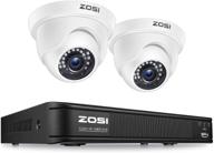 zosi h.265+ full 1080p home security camera system - 4 channel 5mp lite dvr recorder with 📷 4 x 2mp 1080p dome cameras - weatherproof outdoor indoor surveillance - 80ft night vision (no hard drive) logo