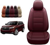 🚗 oasis auto custom fit pu leather seat cover - compatible with 2014-2019 toyota highlander (captain seats 2nd row) in burgundy logo