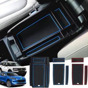 img 4 attached to 📦 Custom Fit Center Console Organizer Storage Box Accessories for Ford Escape 2020-2022 and Bronco Sport 2021 with Blue and Red Mats
