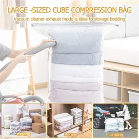 img 3 attached to 🧳 Clevhom Cube Vacuum Storage Bags: Space-Saving Organizers for Comforters, Clothes, Bedding - 6 Pack Extra Large Size, No Vacuum Cleaner or Hand Pump Required