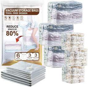 img 4 attached to 🧳 Clevhom Cube Vacuum Storage Bags: Space-Saving Organizers for Comforters, Clothes, Bedding - 6 Pack Extra Large Size, No Vacuum Cleaner or Hand Pump Required