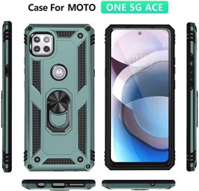 img 3 attached to 📱 Hackers Case Set: 3 Items, 2 Types of Cases & 1 Screen Protector, Compatible with Motorola ONE ACE 5G (2021 Released), 360° Magnetic Kickstand, Anti-Drop Anti-Shock, Protective Bumper Case - Olive