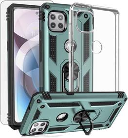 img 4 attached to 📱 Hackers Case Set: 3 Items, 2 Types of Cases & 1 Screen Protector, Compatible with Motorola ONE ACE 5G (2021 Released), 360° Magnetic Kickstand, Anti-Drop Anti-Shock, Protective Bumper Case - Olive