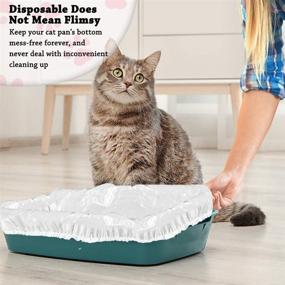 img 1 attached to Alfapet Kitty Cat Litter Box Disposable Elastic Liners - 12-Count for Medium and Large Size Litter Pans with Sta-Put Technology - Firm and Easy Fit - Quick and Clever Waste Cleaning - 4 Pack