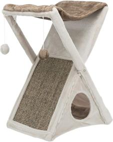 img 2 attached to TRIXIE Miguel Foldable Cat Hammock with Pom Poms, Scratching Pad, Cat Cave, Taupe/Light Gray, 20.25 x 13.75 x 25.5 inches