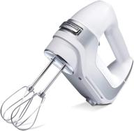 🥚 hamilton beach professional 5-speed electric hand mixer with powerful dc motor, gentle start, convenient snap-on storage case, durable stainless steel beaters & whisk, in white (62652) логотип