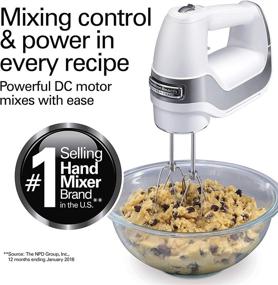 img 3 attached to 🥚 Hamilton Beach Professional 5-Speed Electric Hand Mixer with Powerful DC Motor, Gentle Start, Convenient Snap-On Storage Case, Durable Stainless Steel Beaters & Whisk, in White (62652)