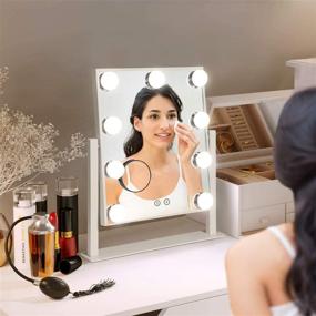 img 3 attached to 💄 Enhance Your Beauty Routine with the Hollywood Mirror with Lights – Tabletop Vanity Mirror with Dimmable LED Lights, 3 Color Modes, 10X Magnification, and Touch Control for Dressing Room & Bedroom (White, 16.3 x 13.4)