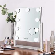 💄 enhance your beauty routine with the hollywood mirror with lights – tabletop vanity mirror with dimmable led lights, 3 color modes, 10x magnification, and touch control for dressing room & bedroom (white, 16.3 x 13.4) logo