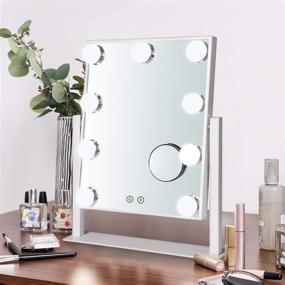 img 4 attached to 💄 Enhance Your Beauty Routine with the Hollywood Mirror with Lights – Tabletop Vanity Mirror with Dimmable LED Lights, 3 Color Modes, 10X Magnification, and Touch Control for Dressing Room & Bedroom (White, 16.3 x 13.4)