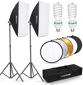 img 4 attached to 📸 Enhance your Studio Photography with the YICOE Softbox Lighting Kit: 60cm Reflector, 2 95W Bulbs and 5500K Color Temperature for Filming, Portrait Shooting, and Video Recording