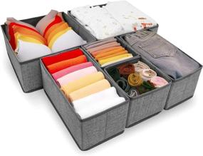 img 4 attached to 👕 Maximize Closet Space with Criusia 6-Piece Foldable Underwear Drawer Organizer Set - Gray